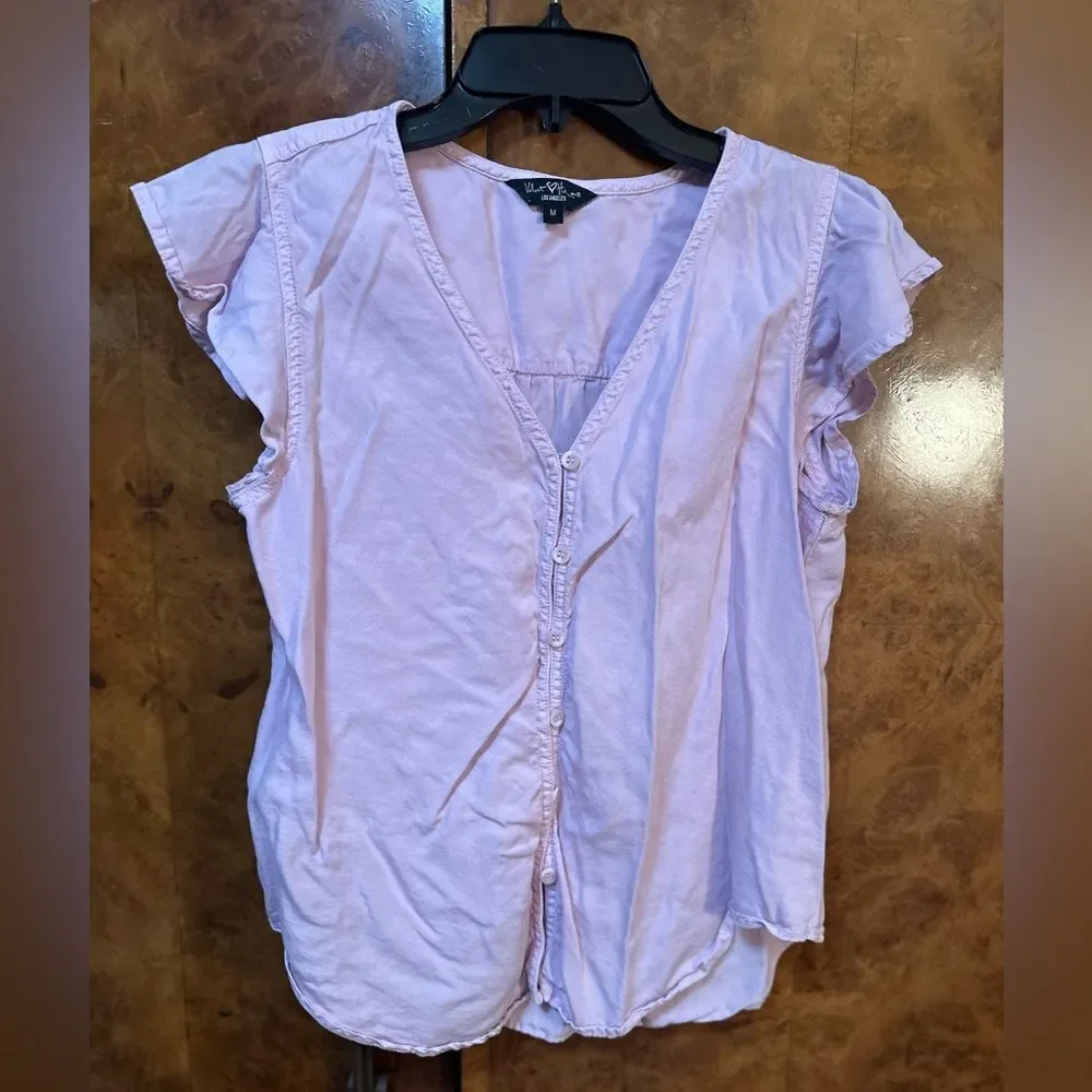 Lavender Button-Up Women's Top - Picture 1 of 7